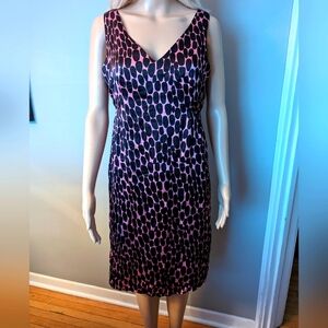 CITRINE 100% Silk V-neck Dress. Sleeveless.  Size 6. Fun polka dot print